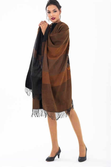 Women's Fringe Patterned Poncho